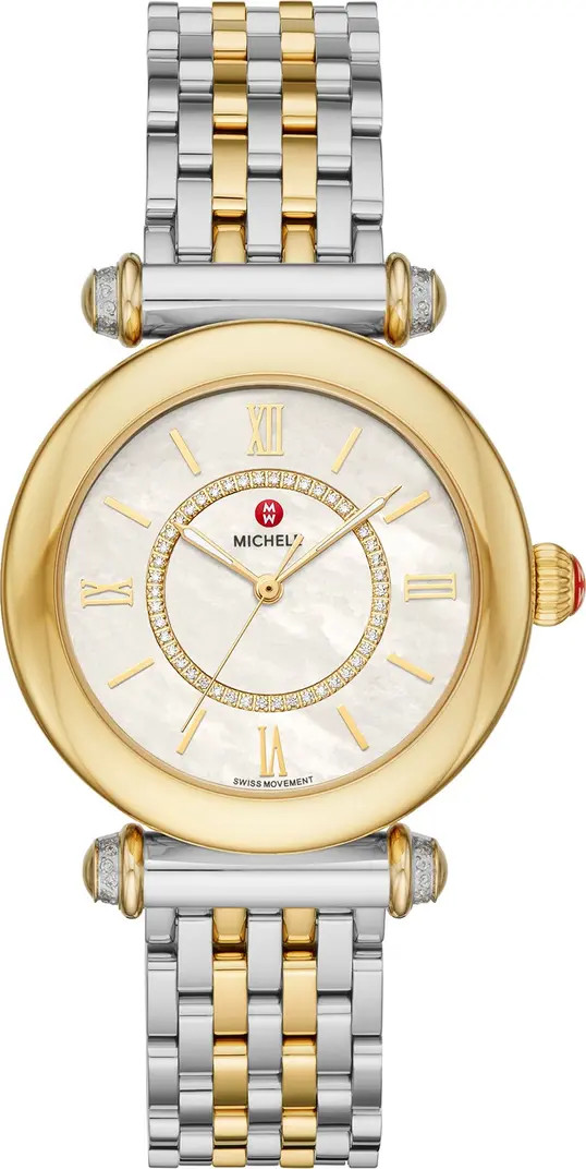 Women's Caber Diamond Two-Tone Bracelet Watch, 35mm - 0.19 ctw | Nordstrom Rack