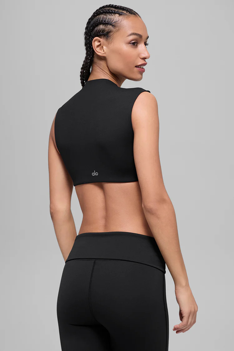 ALO Softsculpt Capped Out Short Sleeve - Black | Alo Yoga