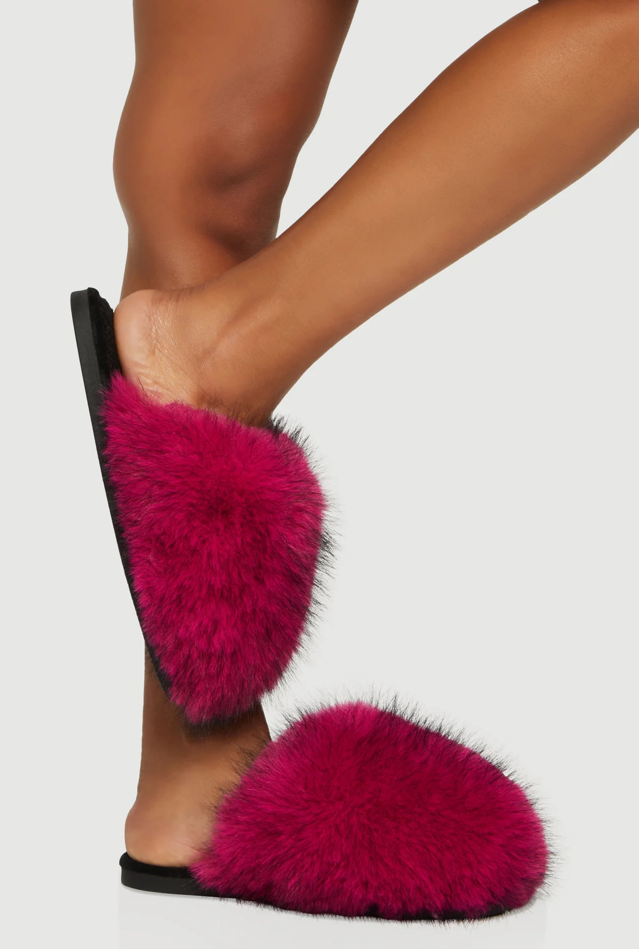 Cozy Faux Fur Closed Toe Slippers | Rainbow Shops