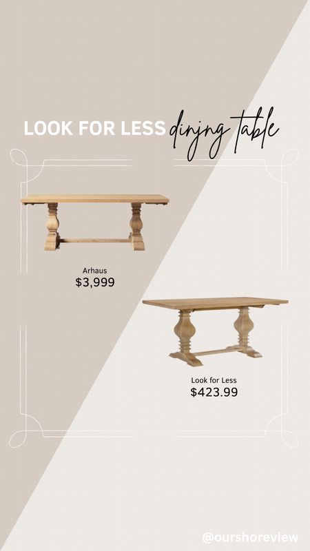 Arhaus Kensington dining table look for less, trestle dining table, Arhaus look alike, high low, Arhaus for a fraction of the price, honey wood dining table 

#LTKsalealert #LTKhome