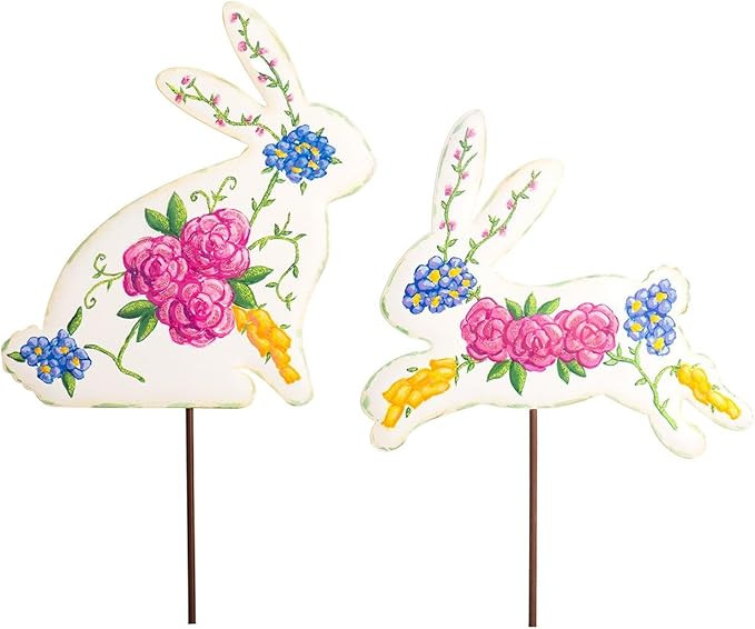 The Round Top Collection Floral Adorned Bunnies, S/2 Decorative Ornament | Amazon (US)