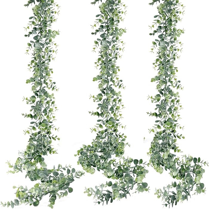 Sggvecsy Artificial Eucalyptus Greenery Garland 3 Pack Fake Eucalyptus Garland Faux Hanging Plant... | Amazon (US)