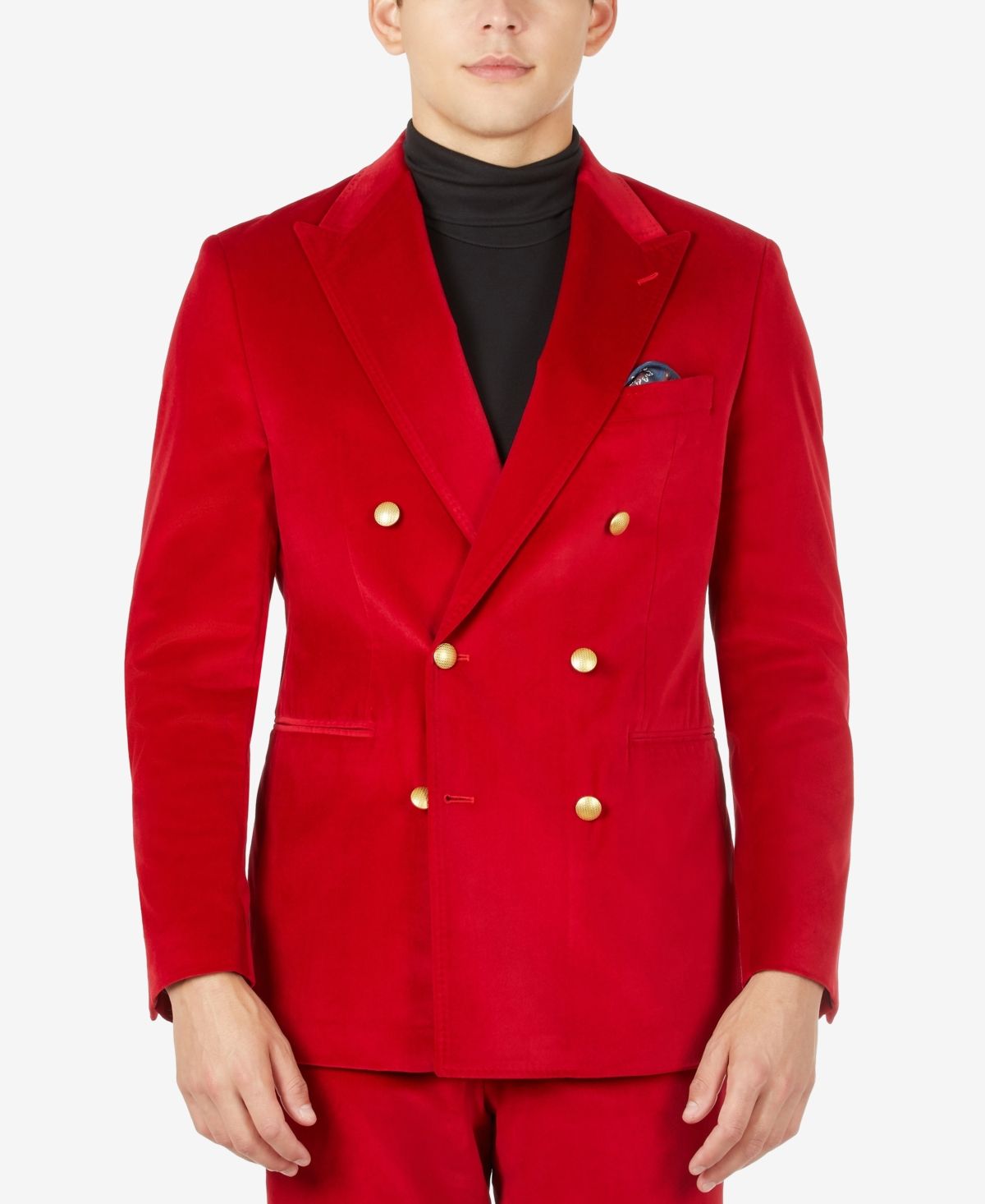 Tallia Men's Slim-Fit Bright Red Velvet Double-Breasted Suit Separate Jacket | Macys (US)