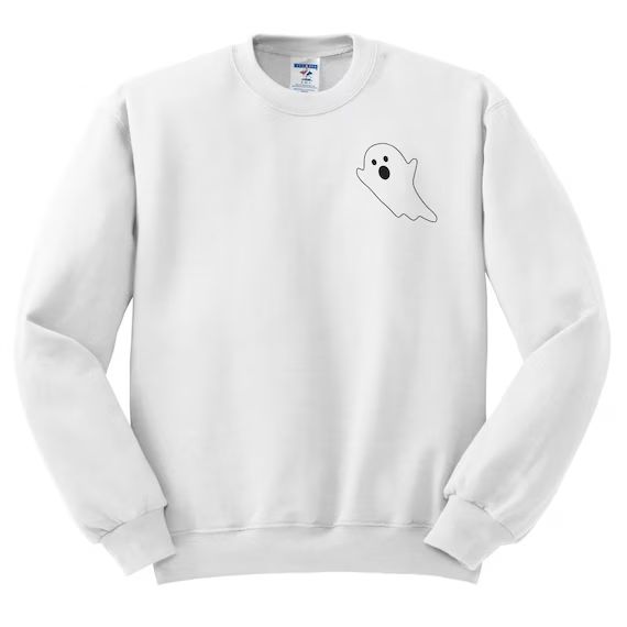 Ghost Sweatshirt - Ghost Print, Left Chest, Ghost Shirt, Ghost Top, Halloween Sweater, Ghost Swea... | Etsy (US)