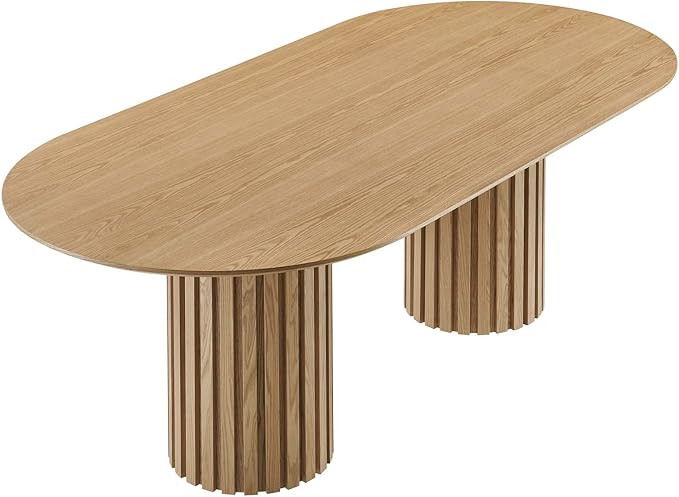 Modway Senja 95" Oval Modern Style MDF and Wood Dining Table in Oak | Amazon (US)