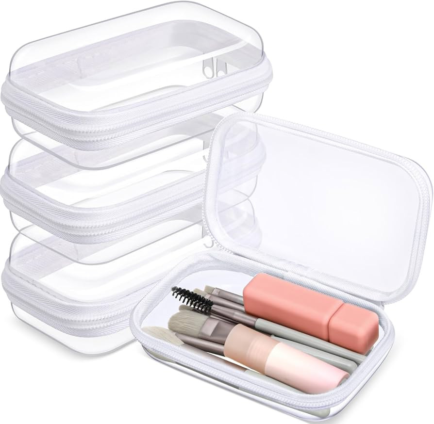Hoolerry 3 Pcs Clear Hard Zipper Case Hard Plastic Pouch Transparent Hard Case Zipper Case Clear ... | Amazon (US)