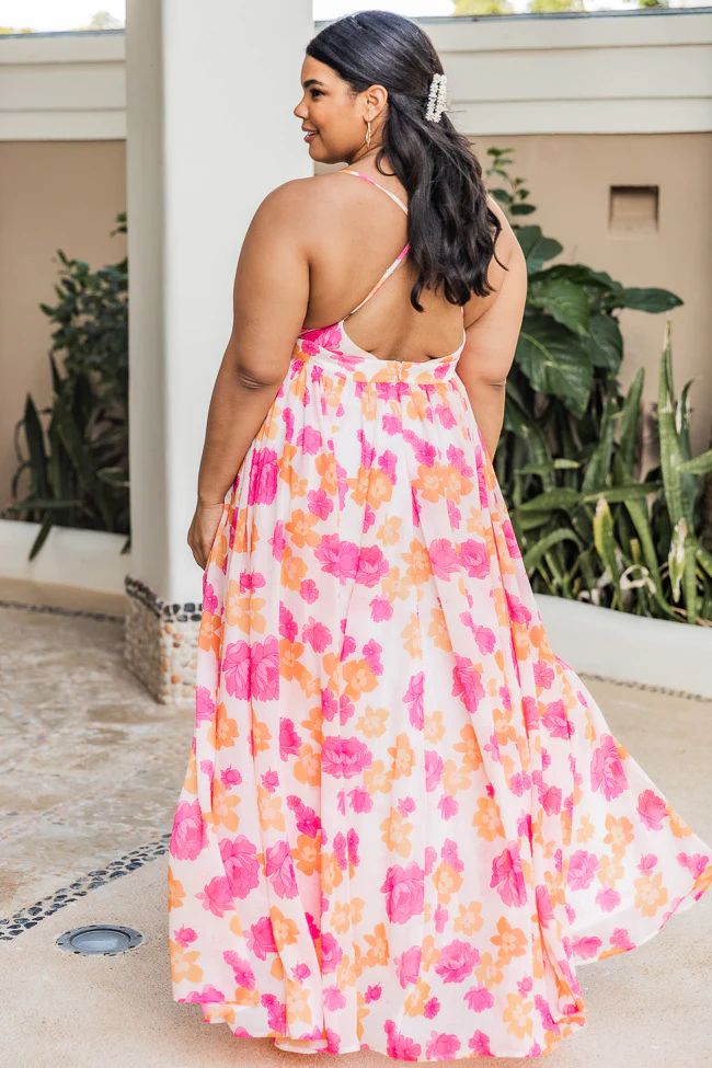 It All Begins With Love Pink/Orange Floral Maxi Dress | The Pink Lily Boutique