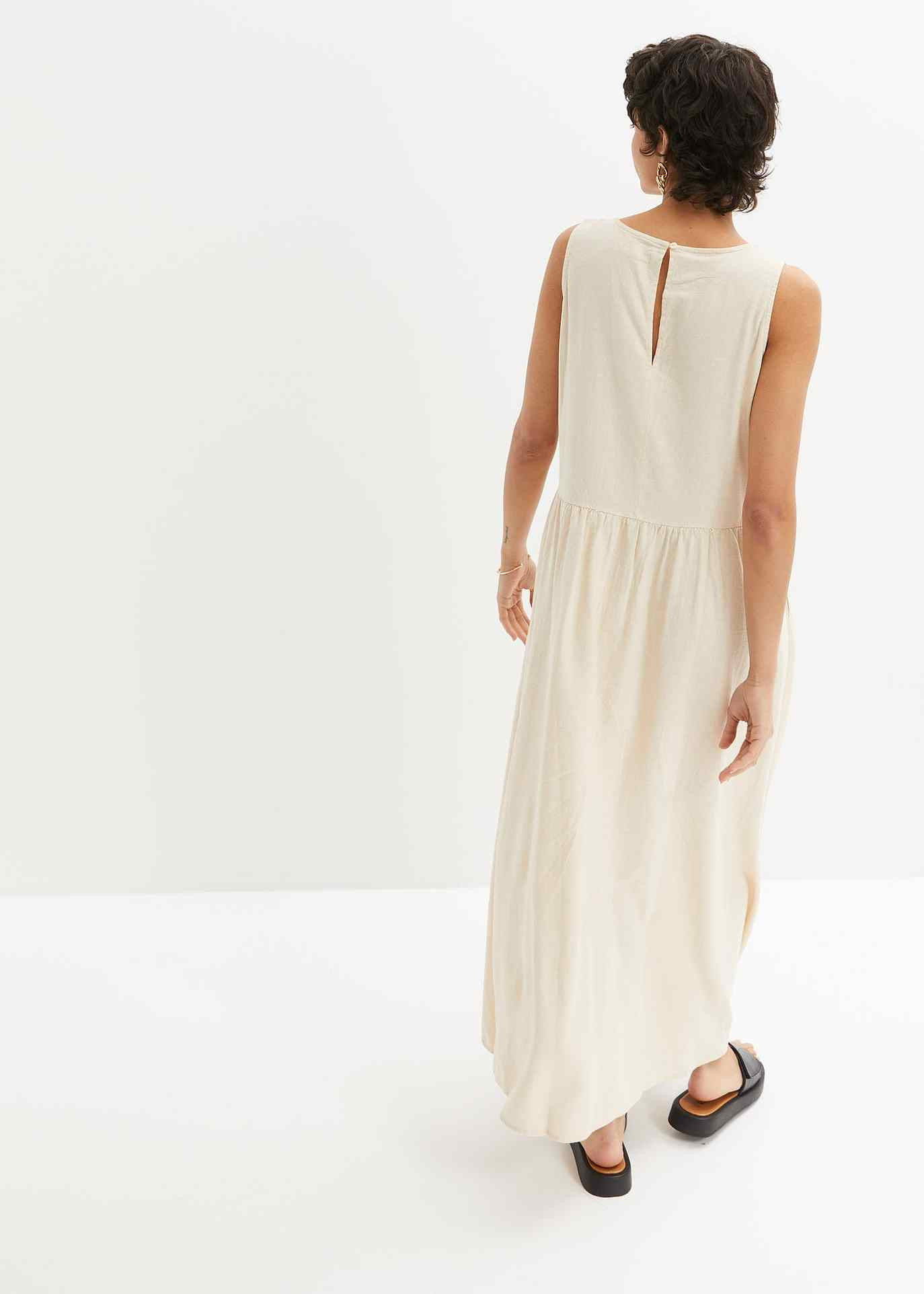 Maxi-Web-Kleid mit Leinen | Bonprix DE
