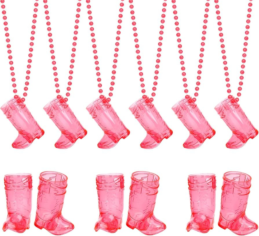 YAXINRUI 12 Pcs Cowgirl Boot Glasses on Beaded Necklace Plastic Glasses Cups with Bachelorette Gl... | Amazon (US)