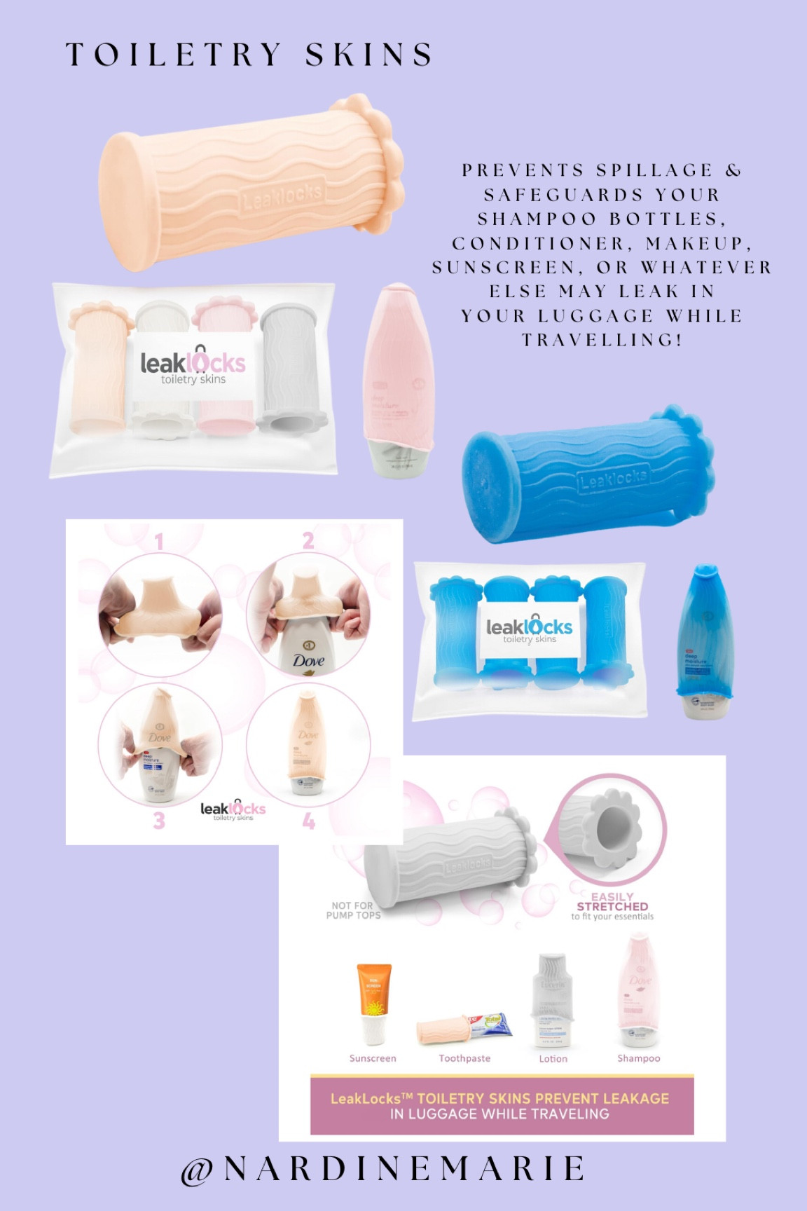 These Toiletry skins have saved my life when traveling! They keep all your bottles from leaking in your Luggage.. A game changer! 
•
Shop this look & Follow me on Instagram at @nardinemarie for more Product finds!

#LTKfindsunder100 #LTKU #LTKfindsunder50