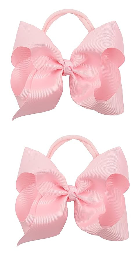 2Pcs 6 Inches Ribbon Baby Girls Headbands Infant Elastic Hairbands Large Cheer Bow Hair Band Acce... | Amazon (US)