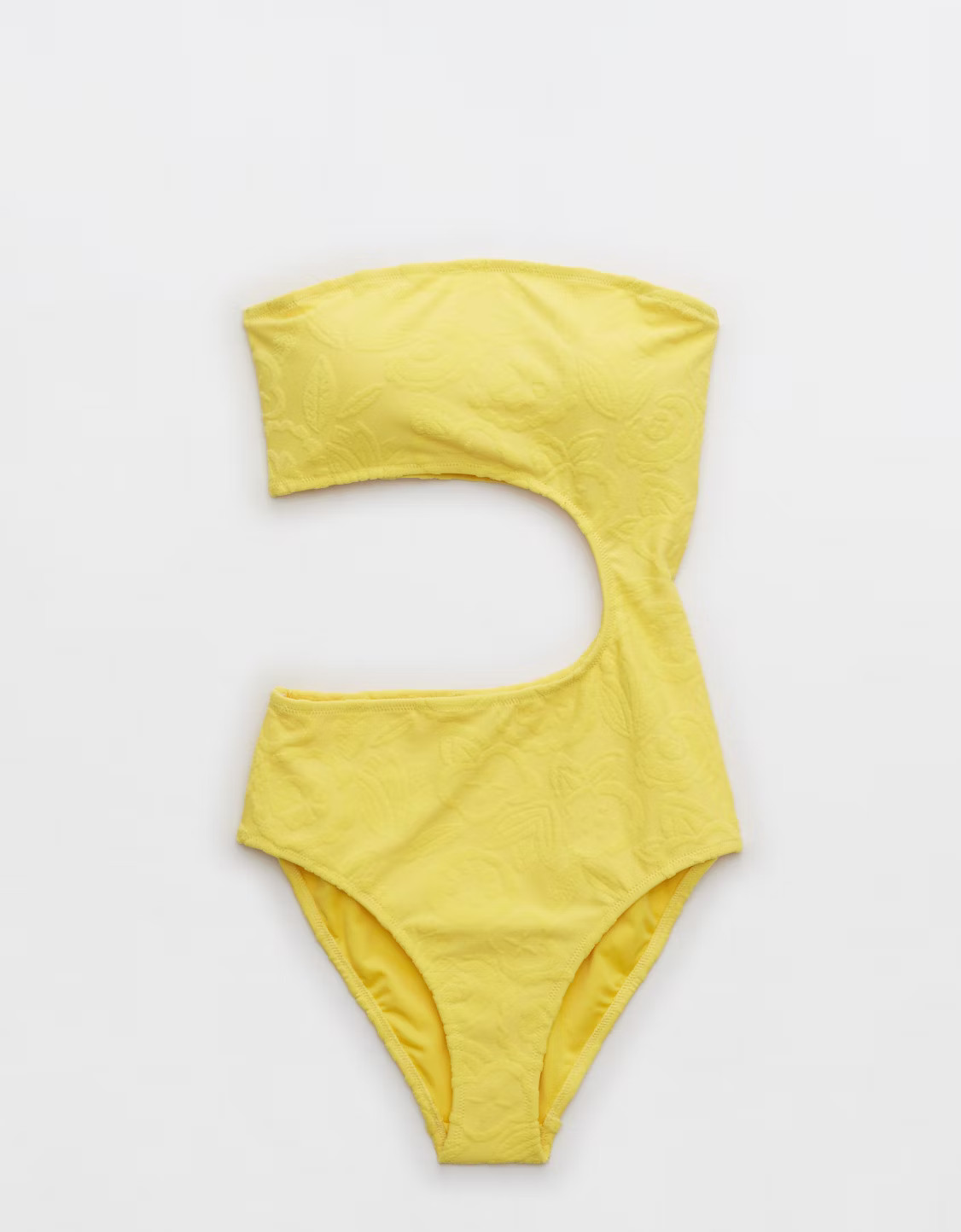 Aerie Terry Cut Out Bandeau One Piece Swimsuit | American Eagle Outfitters (US & CA)