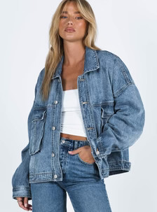 Kier Oversized Jacket Denim Mid Wash | Princess Polly US