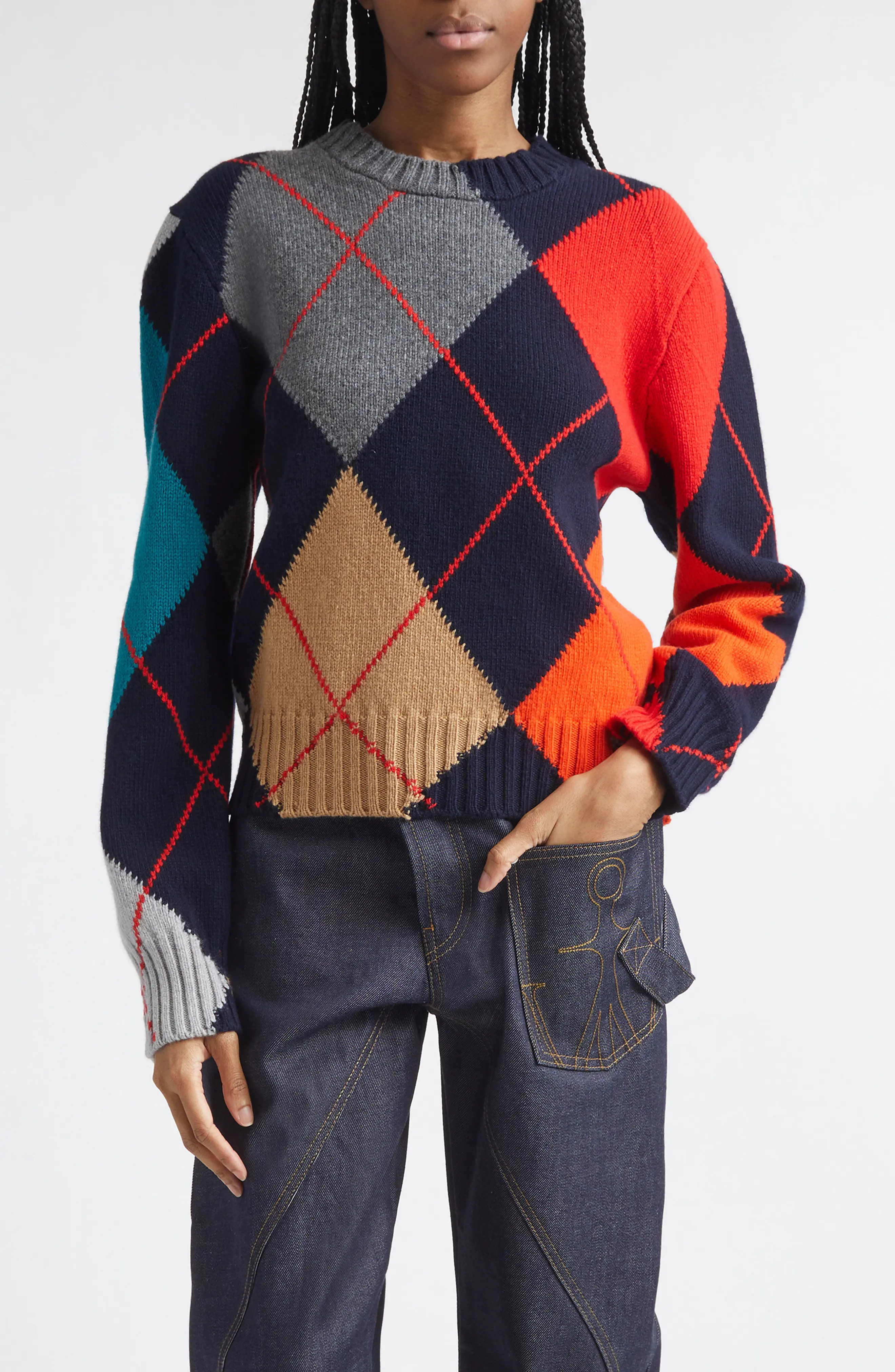 JW Anderson x Pringle of Scotland Argyle Wool Crewneck Sweater (Women) | Nordstrom | Nordstrom