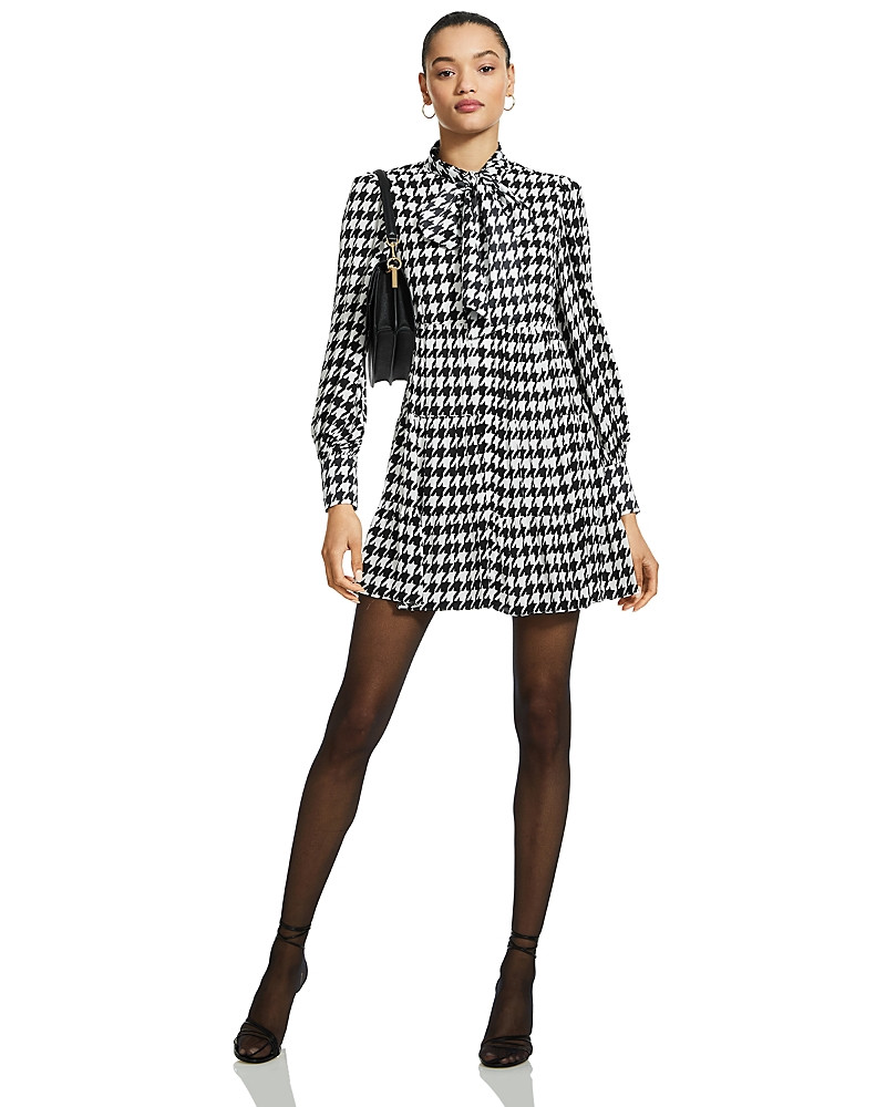 Alice and Olivia Rowen Houndstooth Bow Mini Dress - 150th Anniversary Exclusive | Bloomingdale's (US)