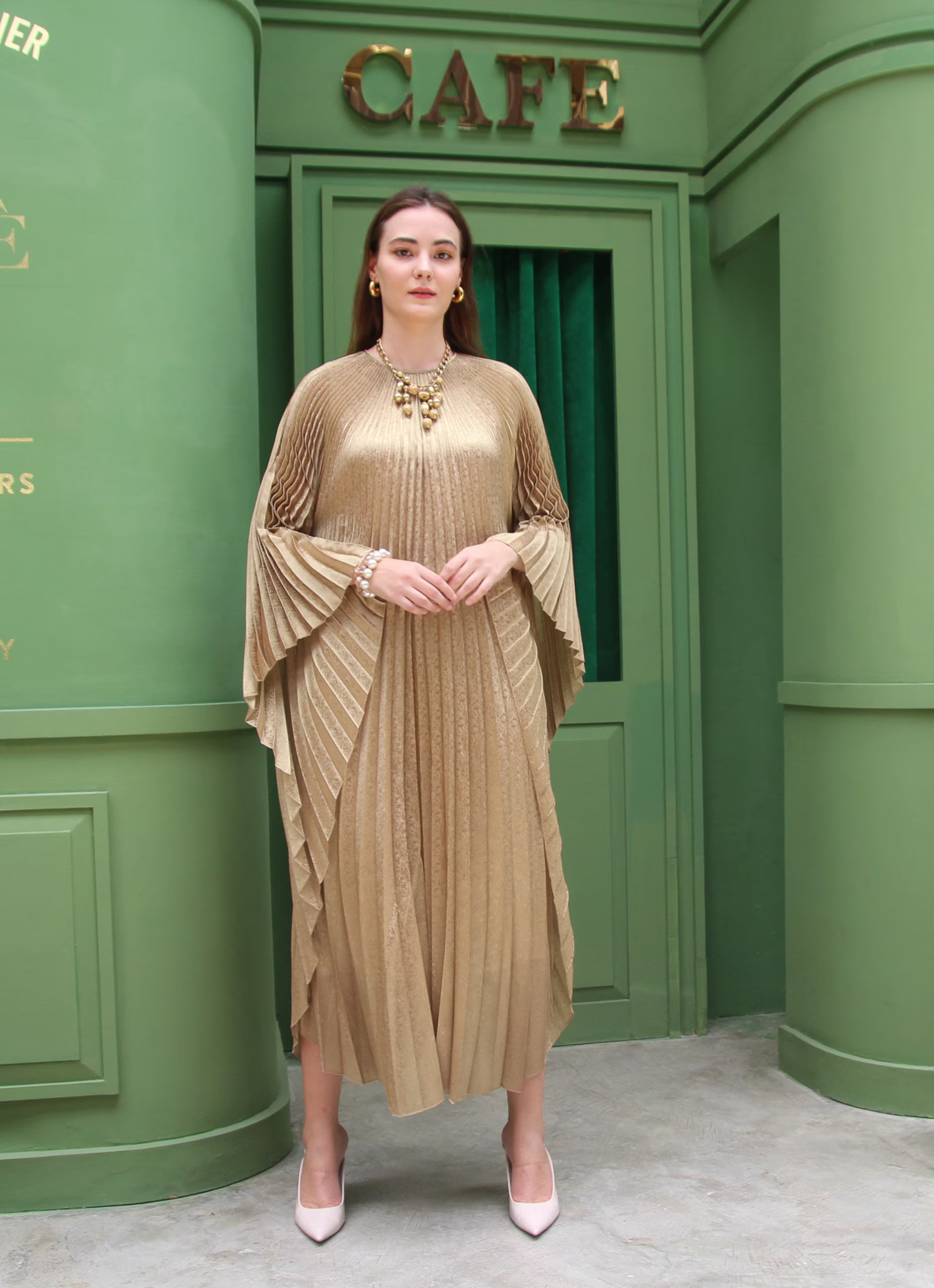 Gold wedding dress fairy kaftan forest wedding dress kaftan pleated cocktail maxi dress party caf... | Etsy (US)