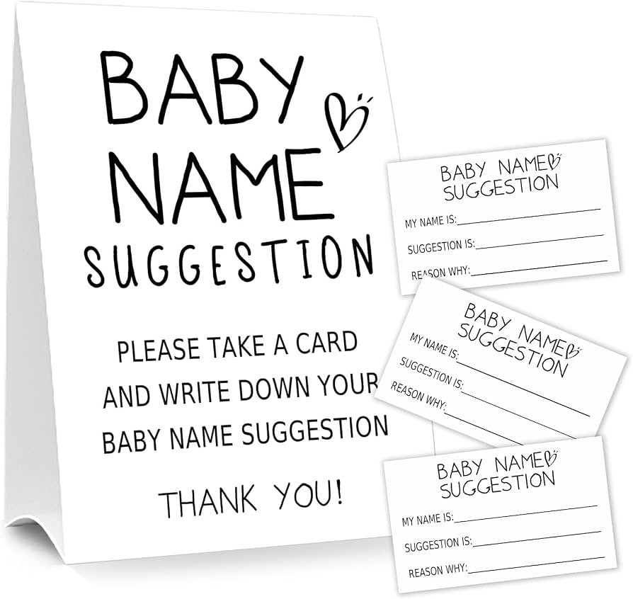 Moonle Baby Shower Games Baby Name Suggestion Sign, 5x7 Inch Kraft Standing Sign and 50 Name Sugg... | Amazon (US)