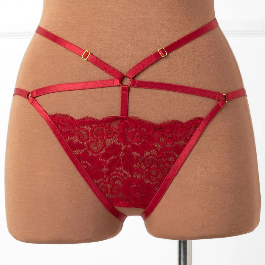 Strappy Ouvert Charm Panty - Red | Mentionables