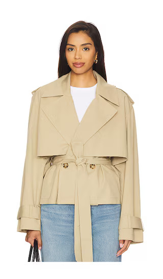 Liz Cropped Trench Coat in Camel | Revolve Clothing (Global)