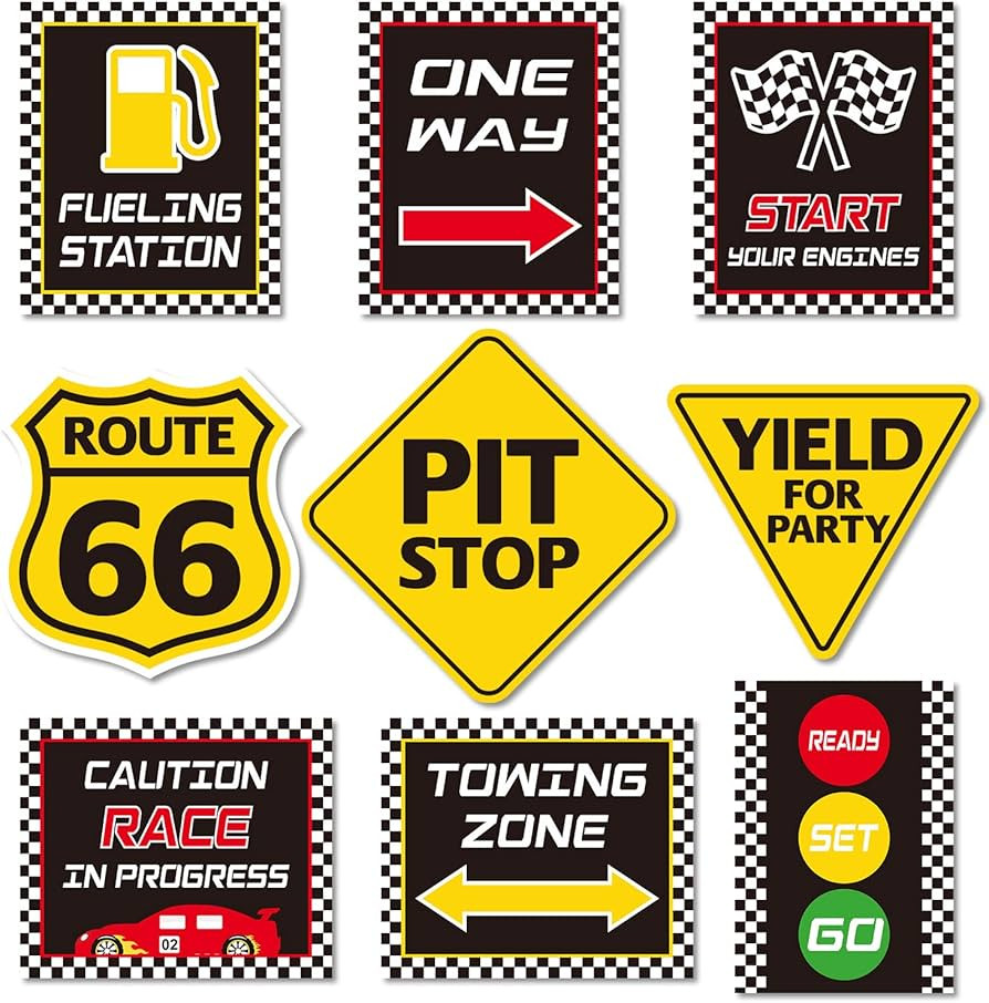 Huray Rayho Race Car Birthday Party Supplies Checkered Flags Racing Happy Birthday Party Signs Cu... | Amazon (US)