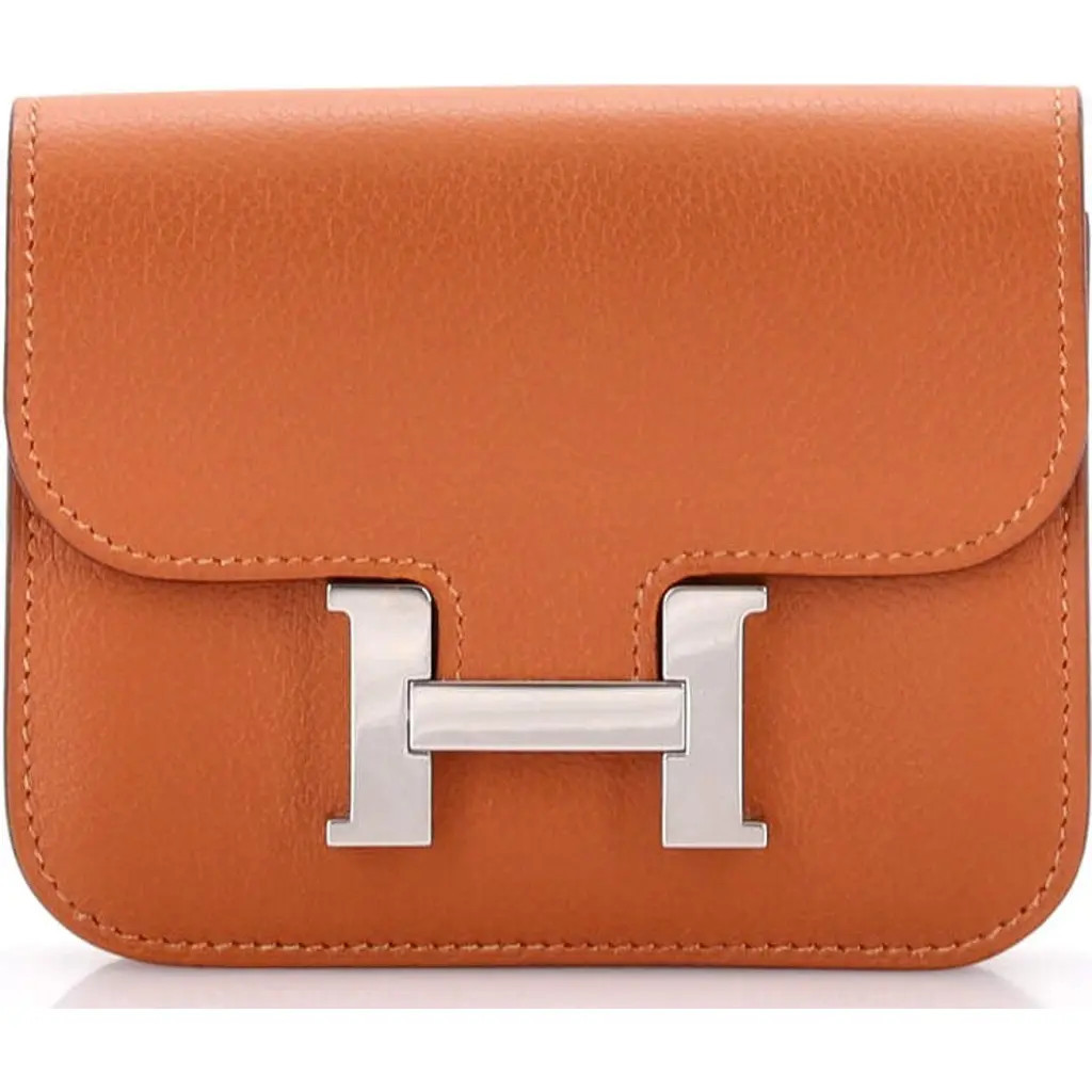 Pre-Owned Hermes Constance Slim Wallet Evercolor in Quebracho at Nordstrom | Nordstrom