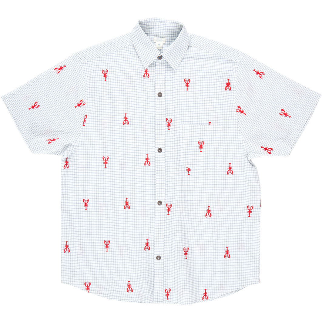 Mens Jack Short Sleeve Print Shirt, Lobster Check | Maisonette