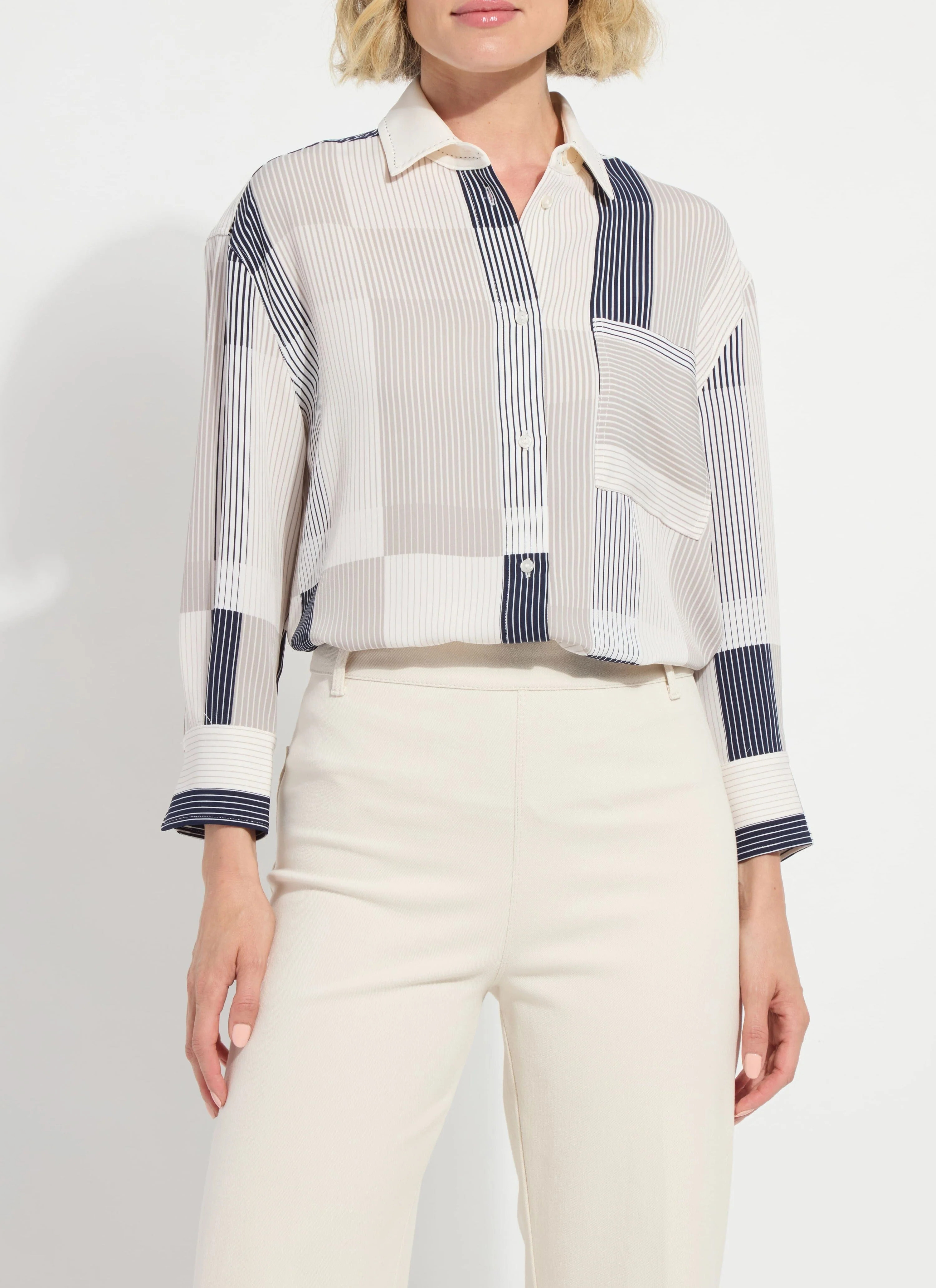 Jessica 3/4 Sleeve Cropped Shirt | Lysse NY