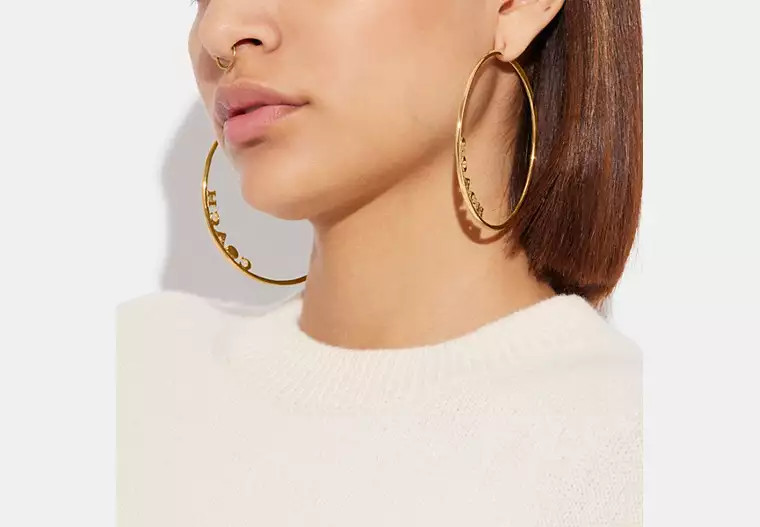 Signature Large Hoop Earrings | Coach Outlet CA