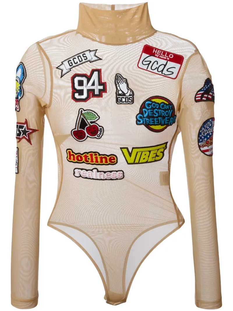 Gcds mesh patch detail bodysuit | FarFetch US
