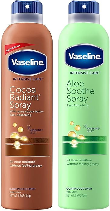 Vaseline Cocoa Radiant Spray + Aloe Soothe Spray Variety 2-Pack – Non-Greasy, Fast-Absorbing Al... | Amazon (US)