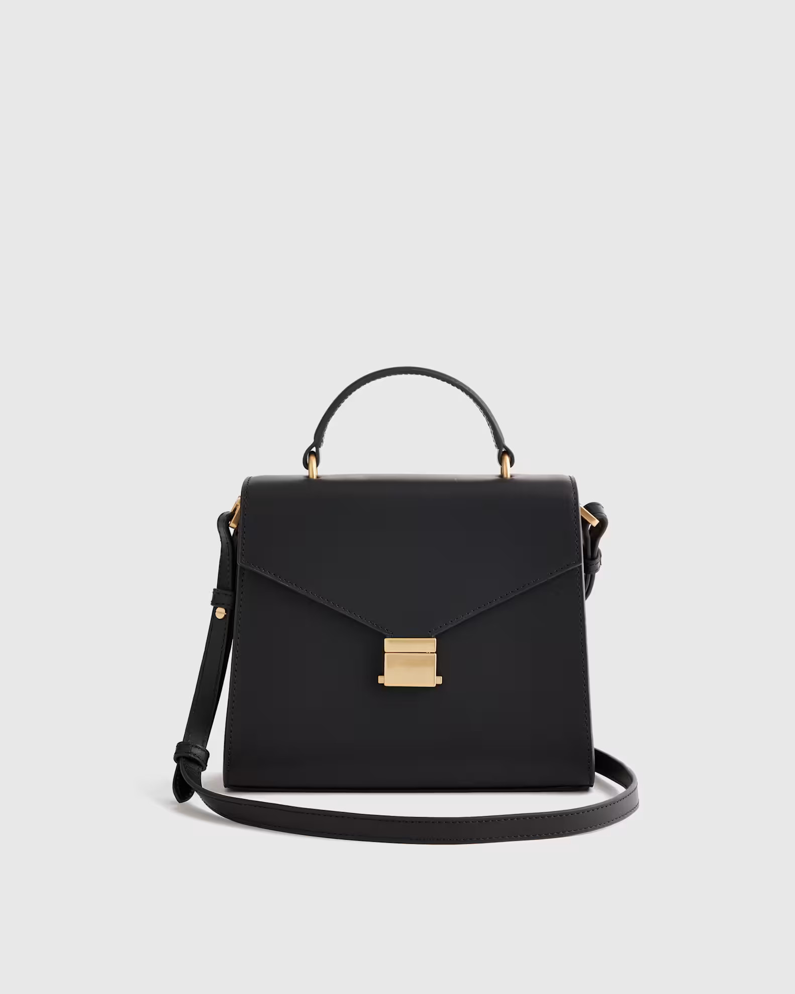 Black Italian Leather Top Handle Crossbody | Quince