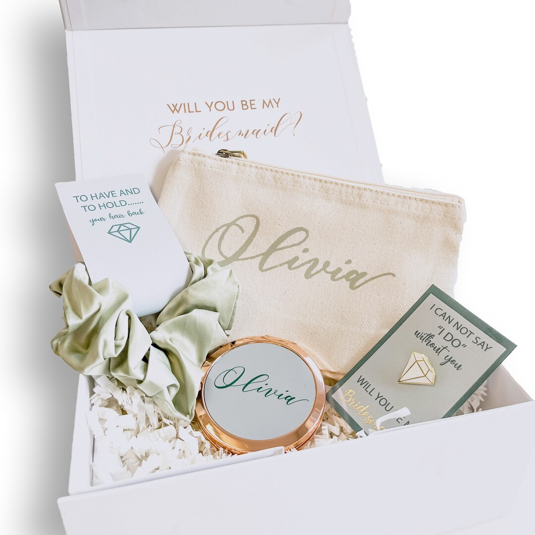 Sage Green Will You Be My Bridesmaid Proposal Gift Box, Emerald Green Luxury Filled Bridesmaid Bo... | Etsy (US)