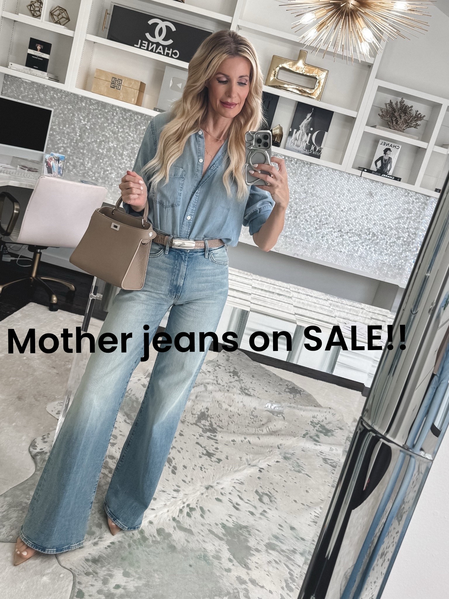Sale alert - these slimming mother jeans are on major sale! 

Double denim done right 💙 This ultra-soft Rails denim shirt is the kind of timeless staple you’ll reach for on repeat—especially in spring. Paired with my go-to Mother high-waisted, wide-leg jeans in the prettiest vintage wash + my new favorite belt to pull it all together.

Everything runs true to size—wearing XS in the shirt, 24 in the jeans, and XS in the belt.

#LTKOver40 #LTKootd #LTKgrwm