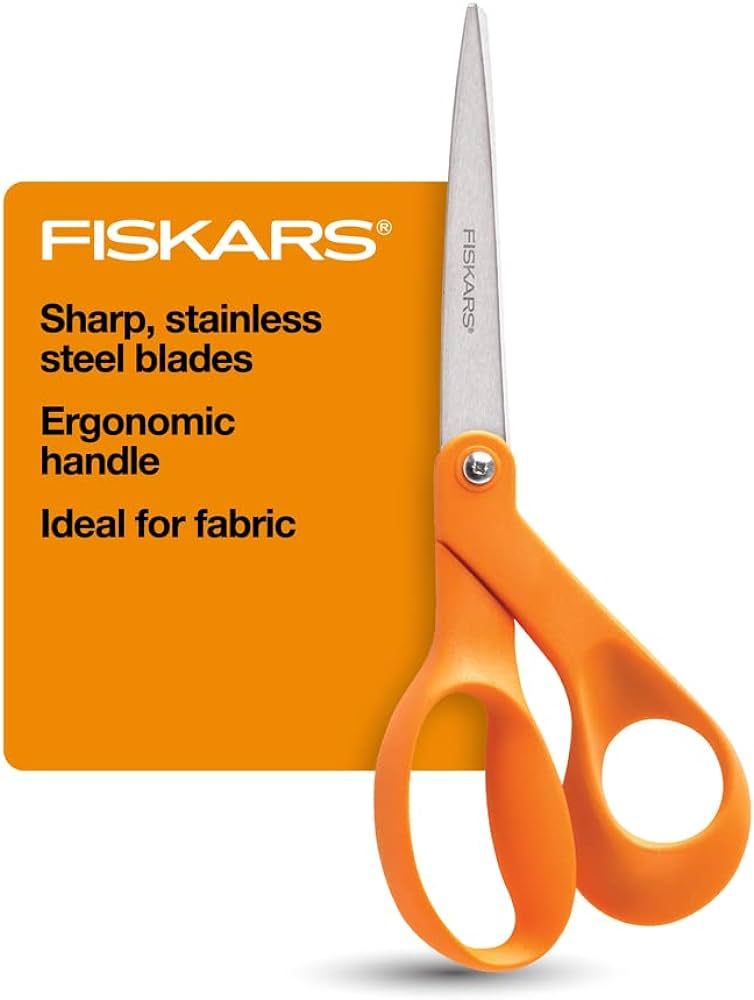 Fiskars The Original Handled Scissors, 8 Inch, Crafting, Paper Cutting, Multi Surface Use, Orange | Amazon (US)
