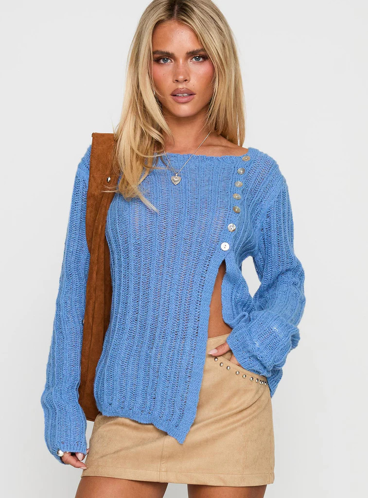Lenker Knit Jumper Blue | Princess Polly US