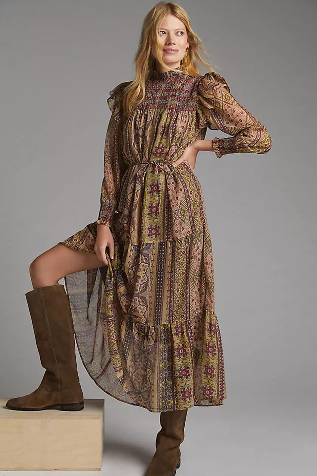 Llani Smocked Midi Dress | Anthropologie (US)