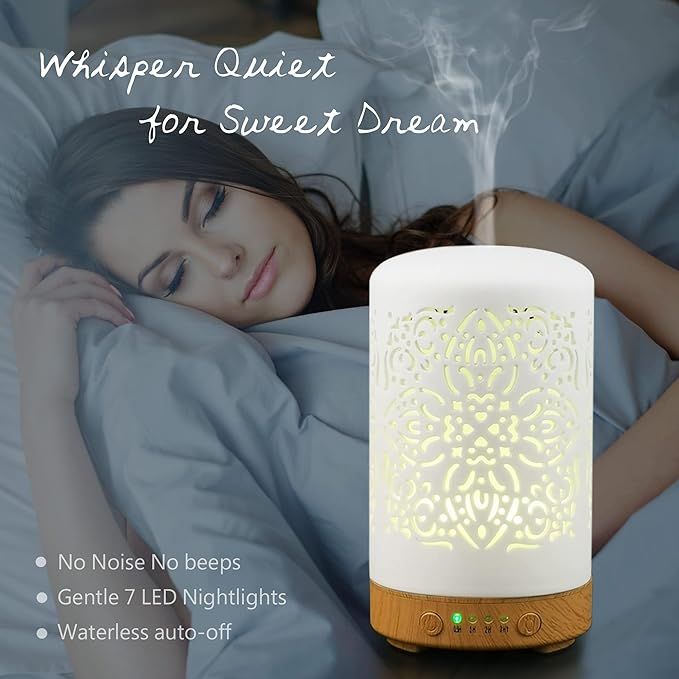 Earnest Living Essential Oil Diffuser White Ceramic Diffuser 100 ml Timers Night Lights and Auto ... | Amazon (US)