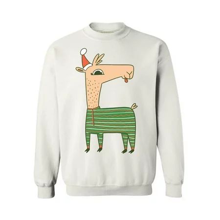 Awkward Styles Ugly Christmas Sweatshirt Xmas Llama in Santa s Hat Funny Pattern Sweater | Walmart (US)