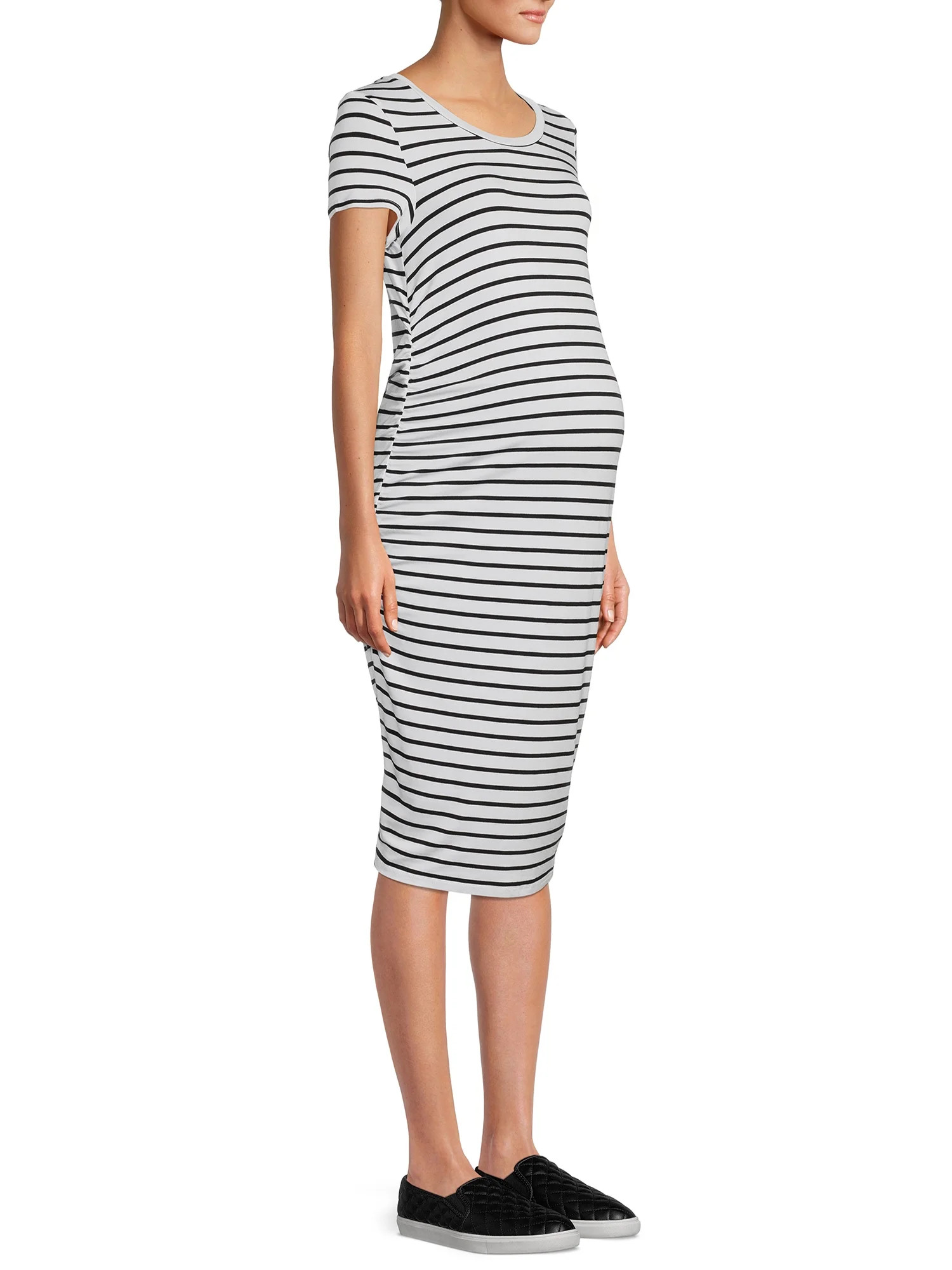Time And Tru Women's Maternity Striped Dress with Ruched Sides - Walmart.com | Walmart (US)