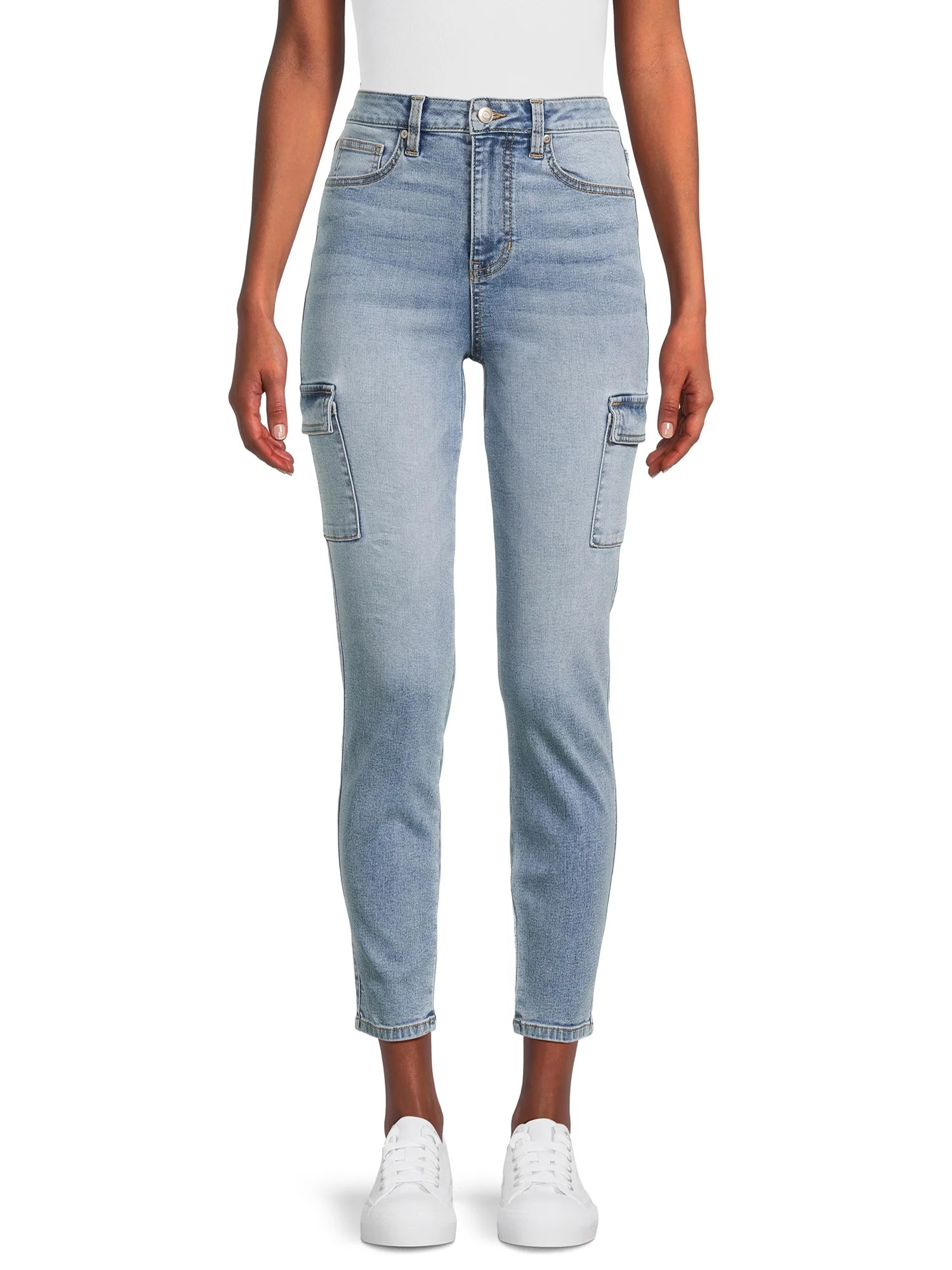 No Boundaries Juniors Ankle High Rise Cargo Skinny Jean | Walmart (US)
