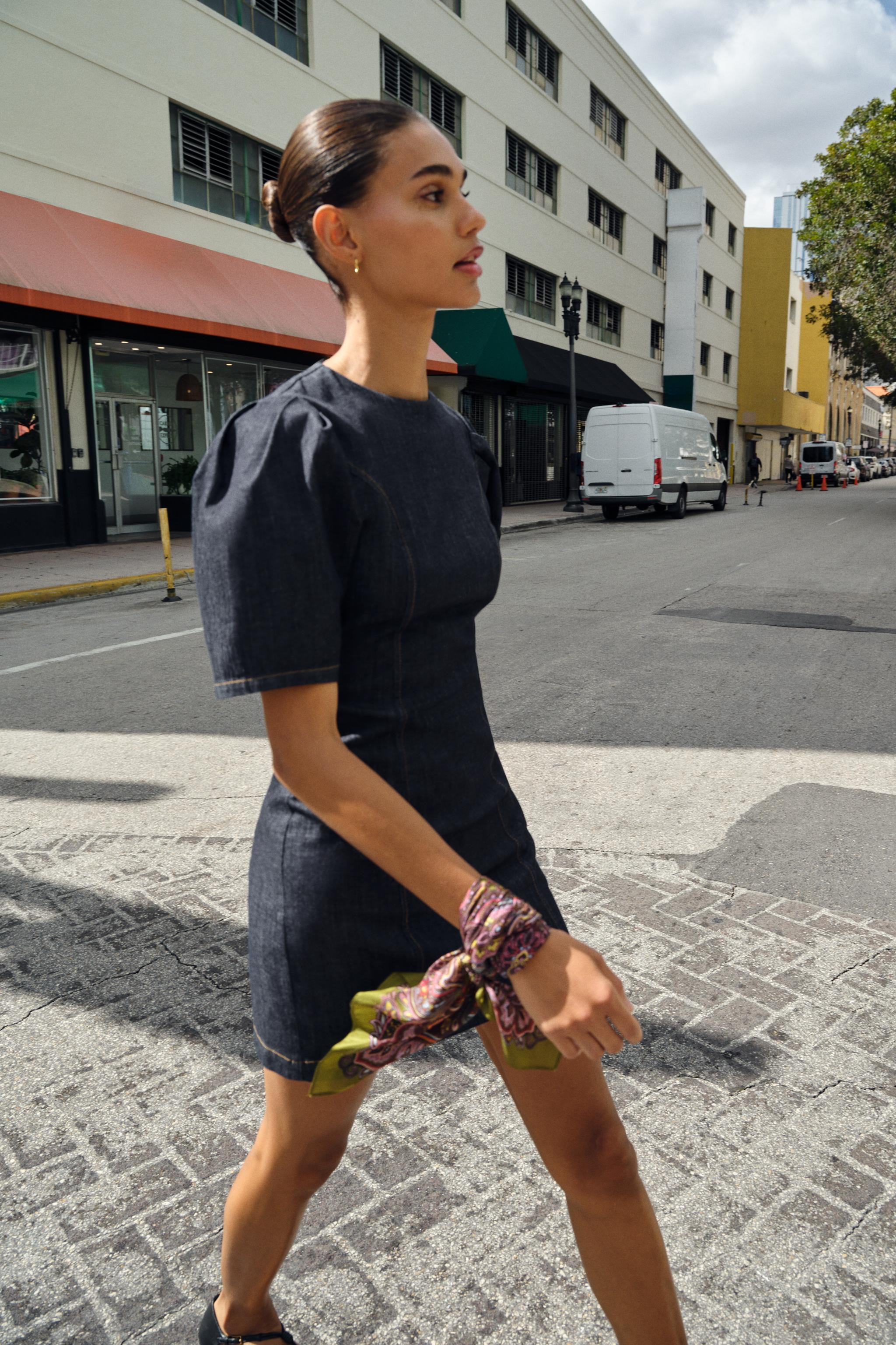 Z1975 PUFF SLEEVE MINI DENIM DRESS | Zara Canada