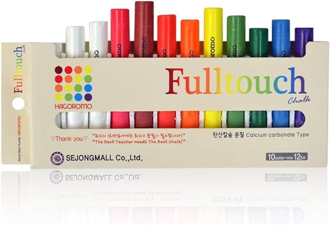 HAGOROMO Fulltouch Color Chalk Non-Toxic - [12 Pcs/10 Color Mix] 1 Box, Assorted Dustless Washabl... | Amazon (US)