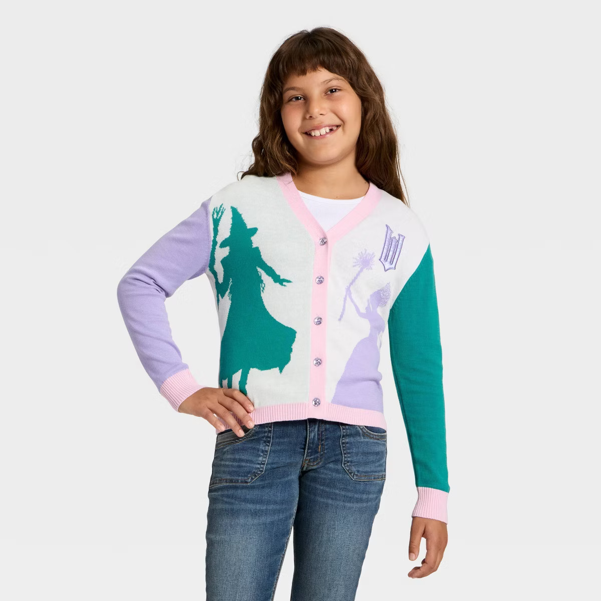 Girls' Wicked Elphaba & Glinda Button-Up Cardigan | Target