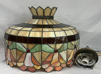 ✨Vintage Tiffany Style Stained Glass Light Hanging Lamp Design 20”D✨  | eBay | eBay US