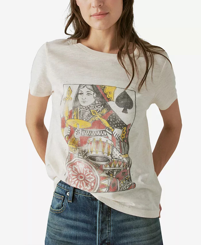 Women's Cotton Queen Of Spades Boyfriend Tee | Macy's