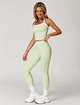 ABOCIW Workout Sets for Women 2 Piece Padded Sports Bra Tank Top High Waist Leggings Sets Gym Yog... | Amazon (US)