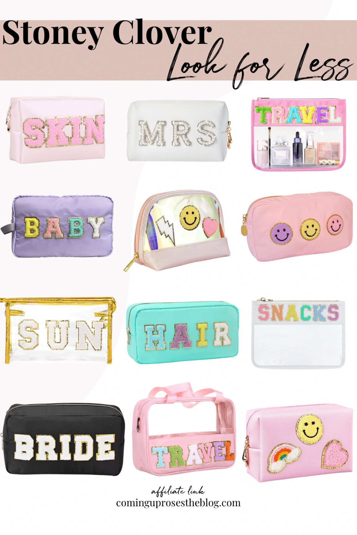 Stoney clover look for less finds! Embroidery patch bags // cute makeup bags // toiletry bags // bride makeup bags // clear travel bags

#LTKSeasonal #LTKunder50 #LTKtravel