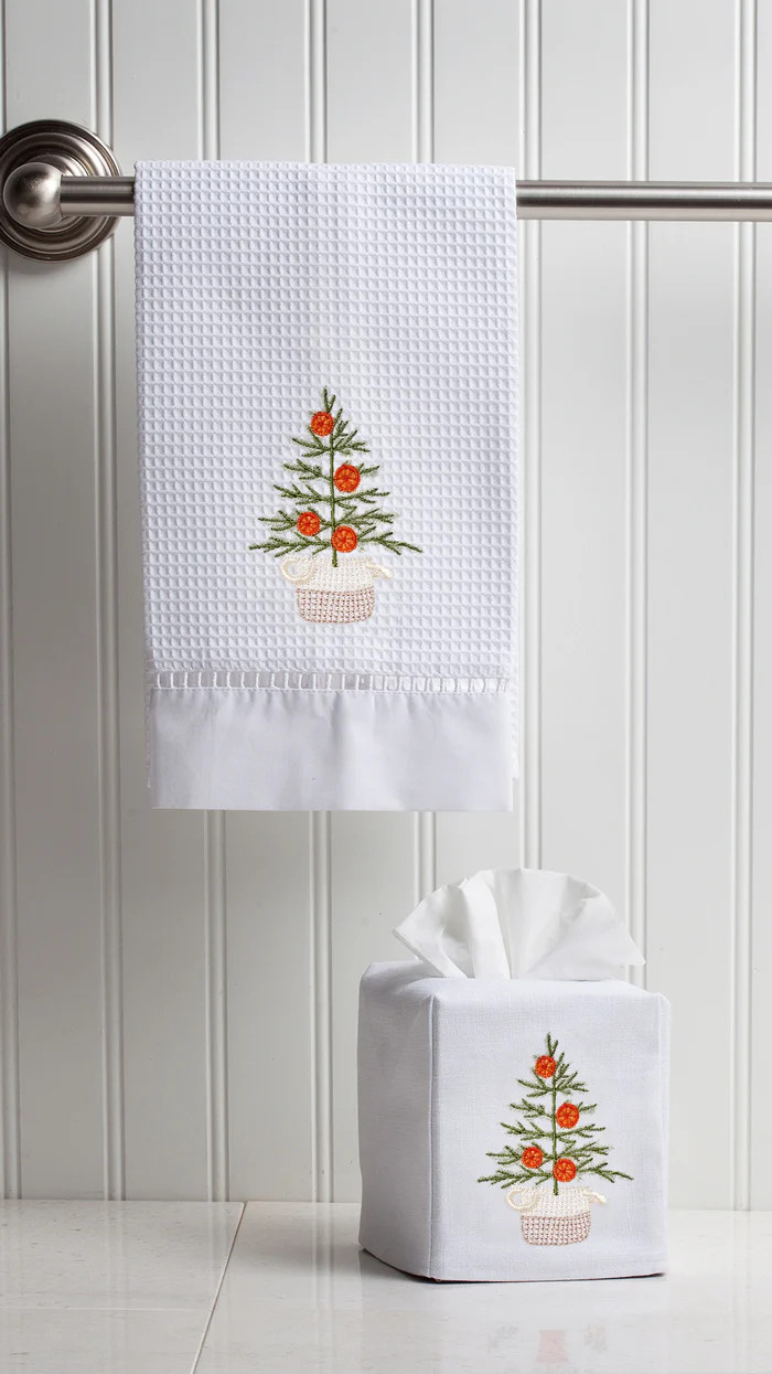 Oranges for Christmas - Two Guest Towels and One Tissue Box Cover | Jacaranda Living