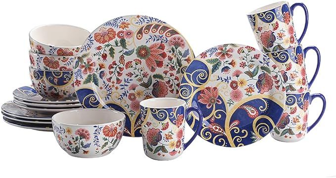 Bico Spiral Marrakesh Ceramic 16 pcs Dinnerware Set, Service for 4, Inclusive of 11 inch Dinner P... | Amazon (US)