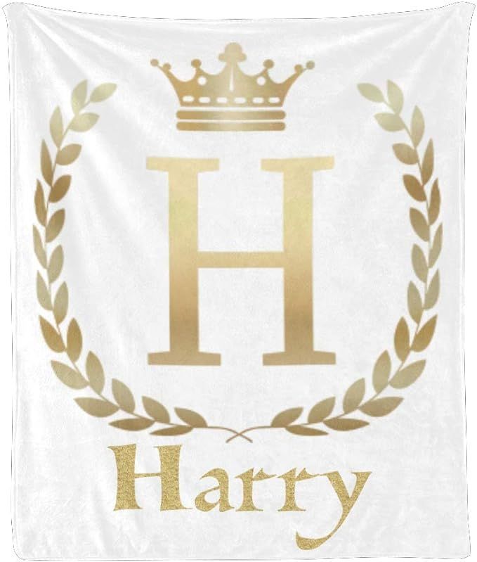 Custom Blanket with Name Text,Personalized H Letter White Super Soft Fleece Throw Blanket for Cou... | Amazon (US)